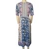 Summer Lady Dress Pleated Ethnic Style Print A-line Loose Hem Side Pockets Round Neck Soft Bohemian Short Sleeves Mid-calf Length Women Daily