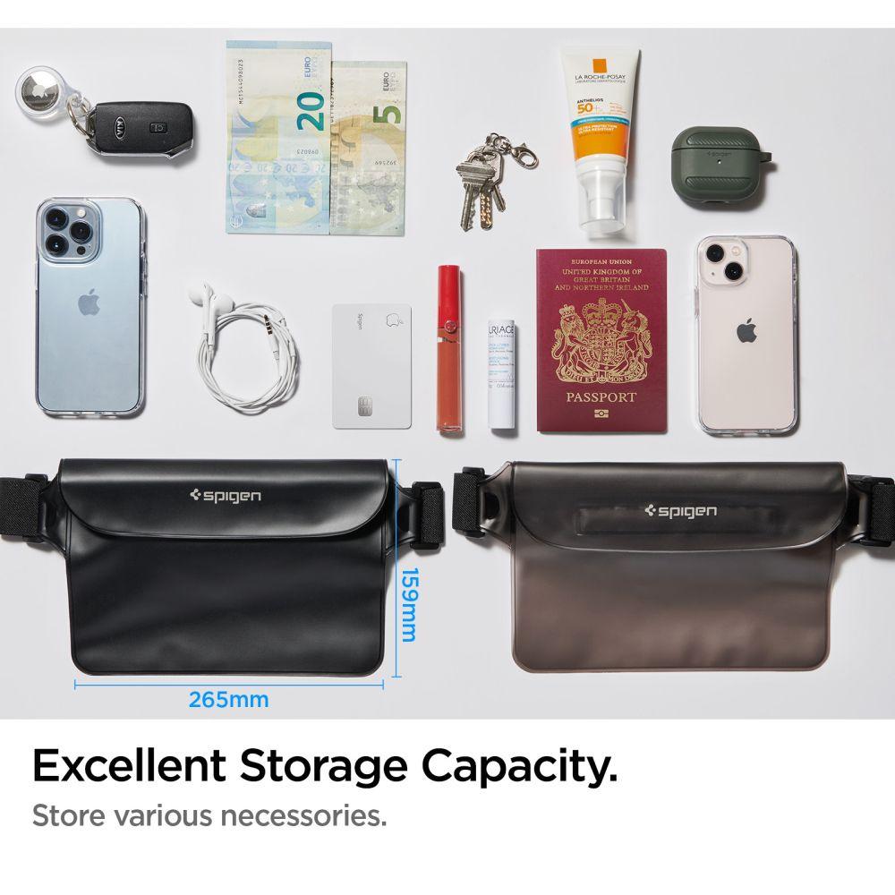 Spigen Aqua Shield A620 Waterproof Waist Bag Set (2 Pack) - Black, IPX8 Rated
