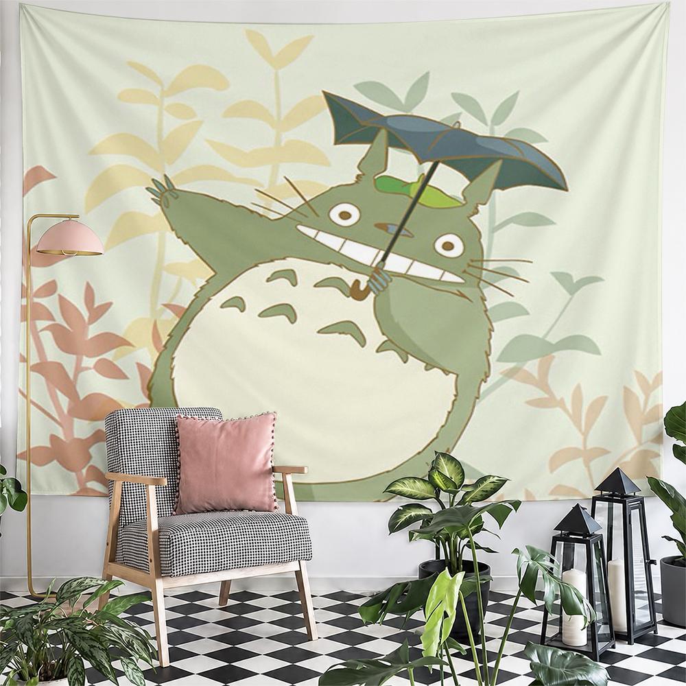 Totoro My Neighbor Totoro Holding Umbrella Wall Tapestry Cute Ghibli Anime Decor for Kids Bedroom Gift