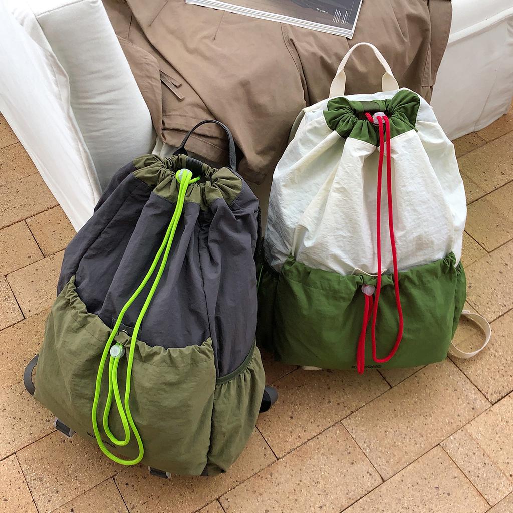 Schoolbag Outdoor Sports Mountaineering Bag Male and Female College Students Commuter School Bag Art Mouth Drawstring Travel Backpack Large Capacity