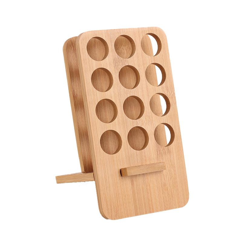 Essential Oil Rack 12-grid Essential Oil Storage Rack Display Rack Desktop Bottle Display Removable Bamboo Shelf DROPSHIPPING