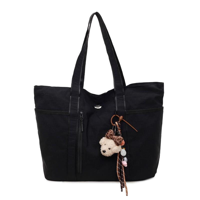 

Multi-pocket Tote Bag Korean Sports gym bag Large Nyl Shoulder Bag Lightweight simple casual commuter bag Yoga Storage Bag 31X47X12cm чёрный