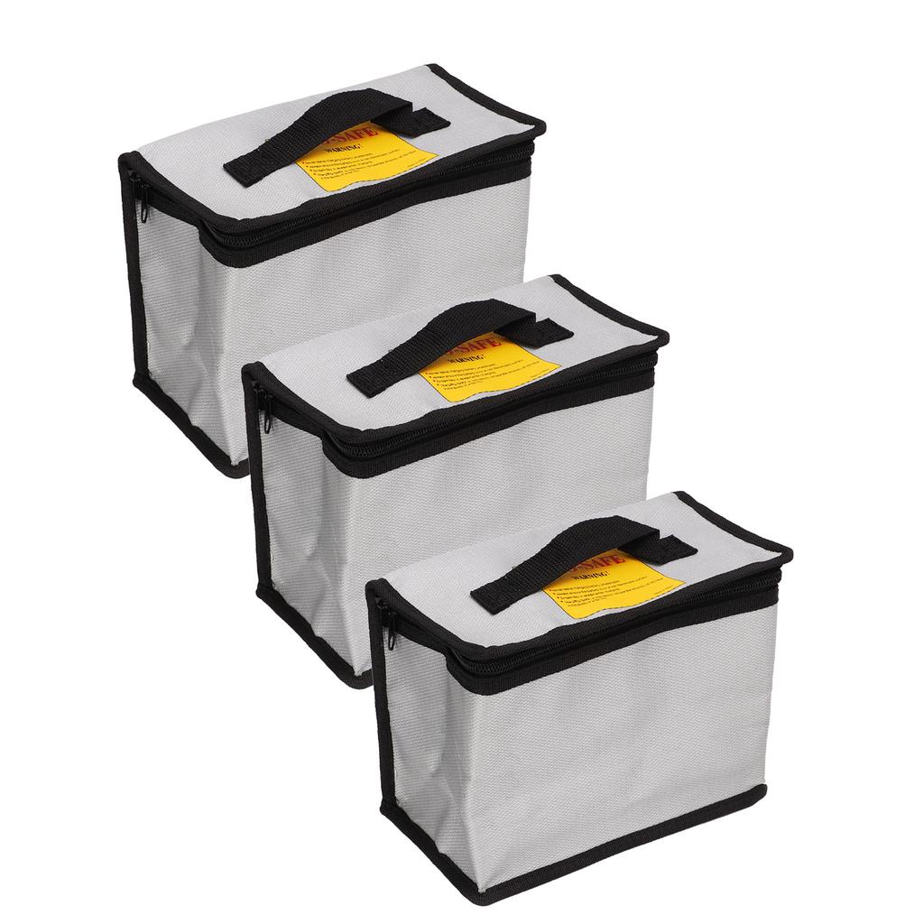 3PCS Lithium Battery Bag with Zipper Portable Fireproof Explosionproof Battery Storage Pouch