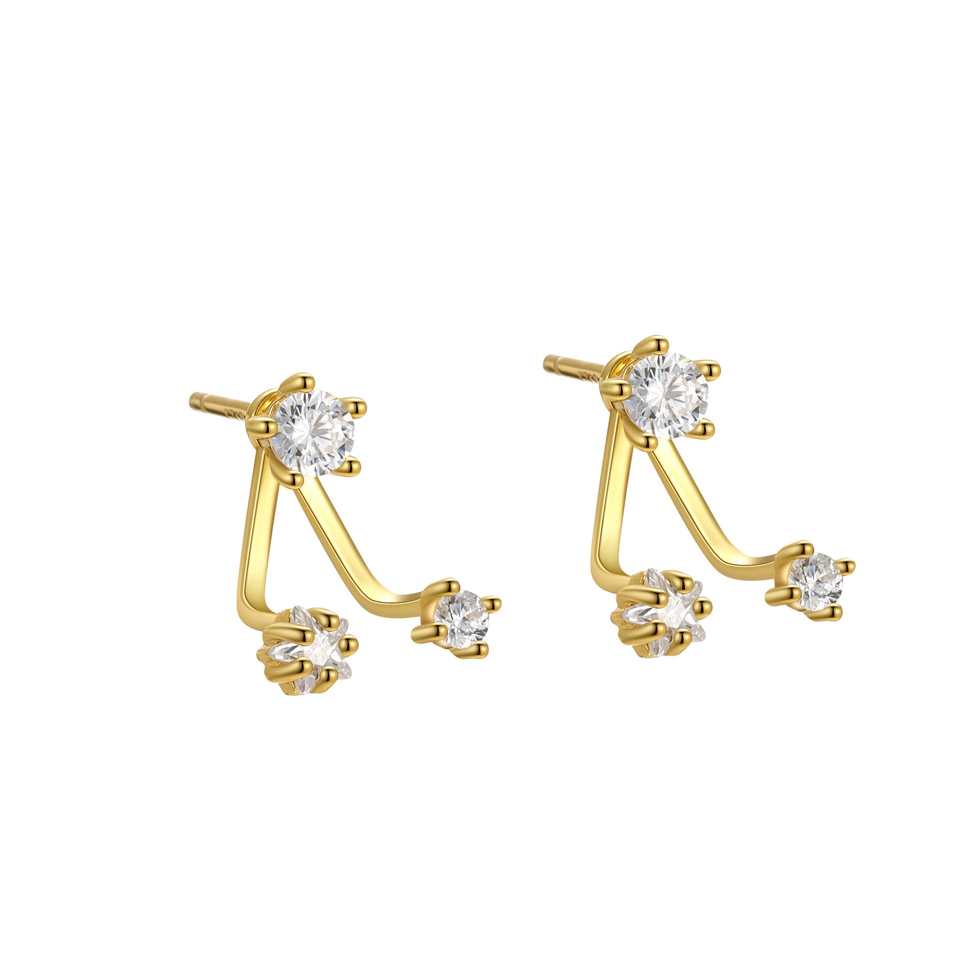 

Authentic 925 Sterling Silver Stud Earrings for Women Cute Star Earrings Shiny Clear CZ Wedding Engagement Jewelry