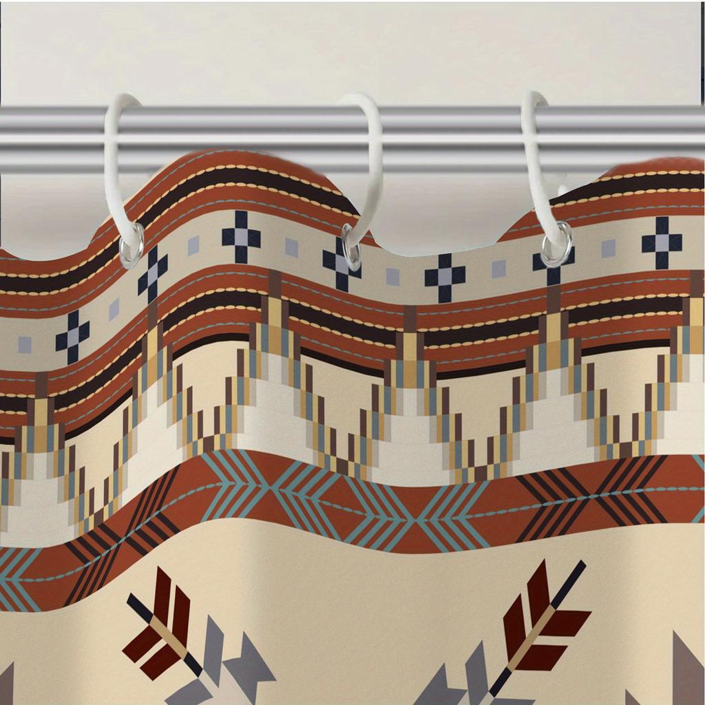 Polyester Western Tribal Shower Curtain Abstract Geometric Retro Nation Native American Bathroom Decor Shower Curtain