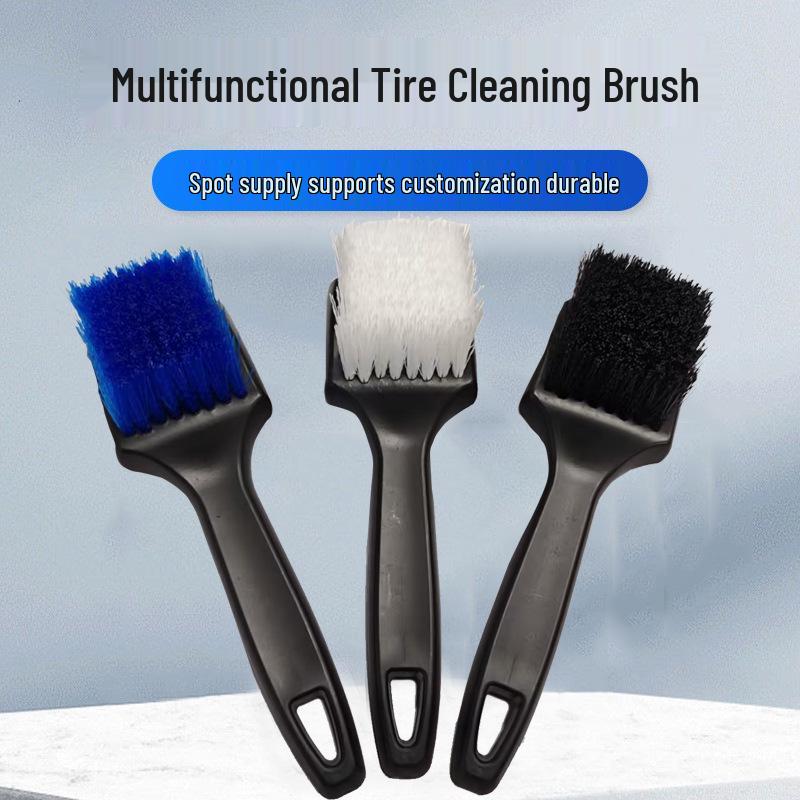 Black Hard Bristle Tire Cleaning Brush - Stain Removal Car Detailing Tool