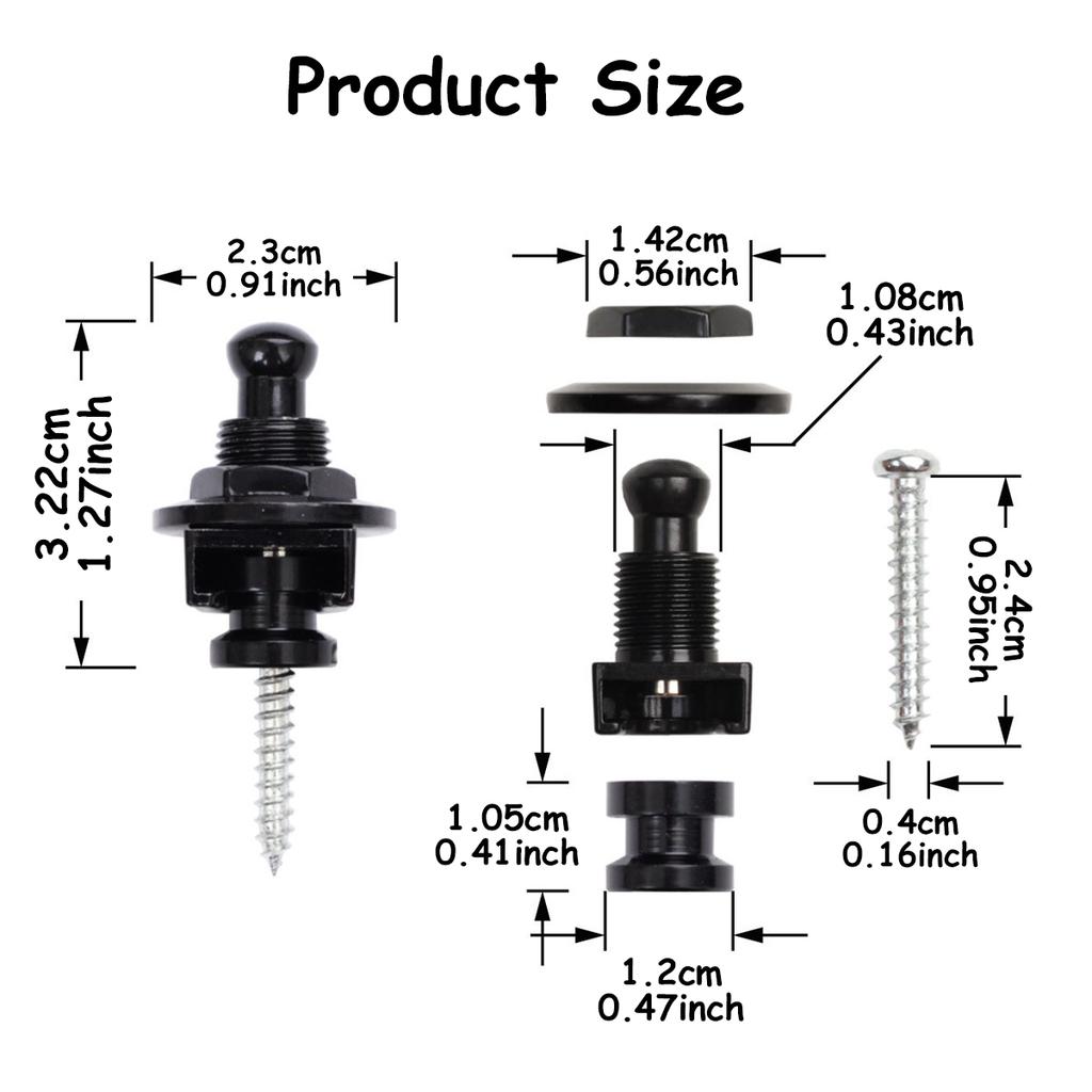 3 Colors Available Guitar Strap Lock Straplock Button for all Acoustic Electric Bass Guitar Strap Guitar Accessories