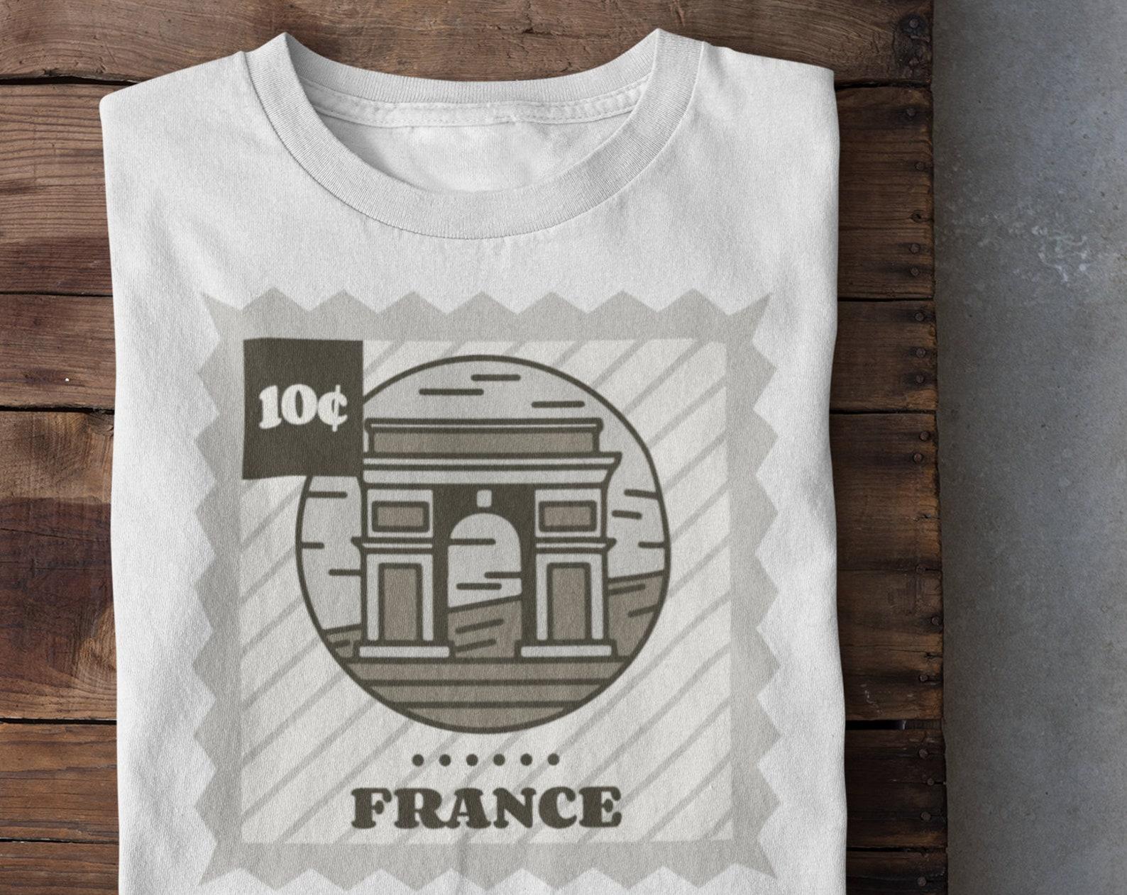 Arc de Triomphe T-Shirt: Paris France Stamp Design L
