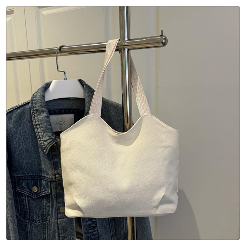 Niche Simple Solid Color Tote Bag Women's New Personalized Fashion Simple Shoulder Bag Literary and Casual Canvas Bag