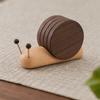 5Pcs Snail Wooden Coaster Set, Creative Heat Insulation Mat for Desk, Magnetic Cup Mat for Hot Drinks, Decorative Trivet for Kitchen