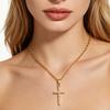 Modisches Zirkon Kreuz Halskette, Silber Gold Lange Kette Strass Kreuz Anhänger Unisex Schmuck Geschenke für Frauen Männer