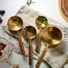 Gold Wooden Handle Stainless Steel Measuring Cups Spoons Baking Tools Coffee Measuring Spoon Set Bartending Scale Accessories