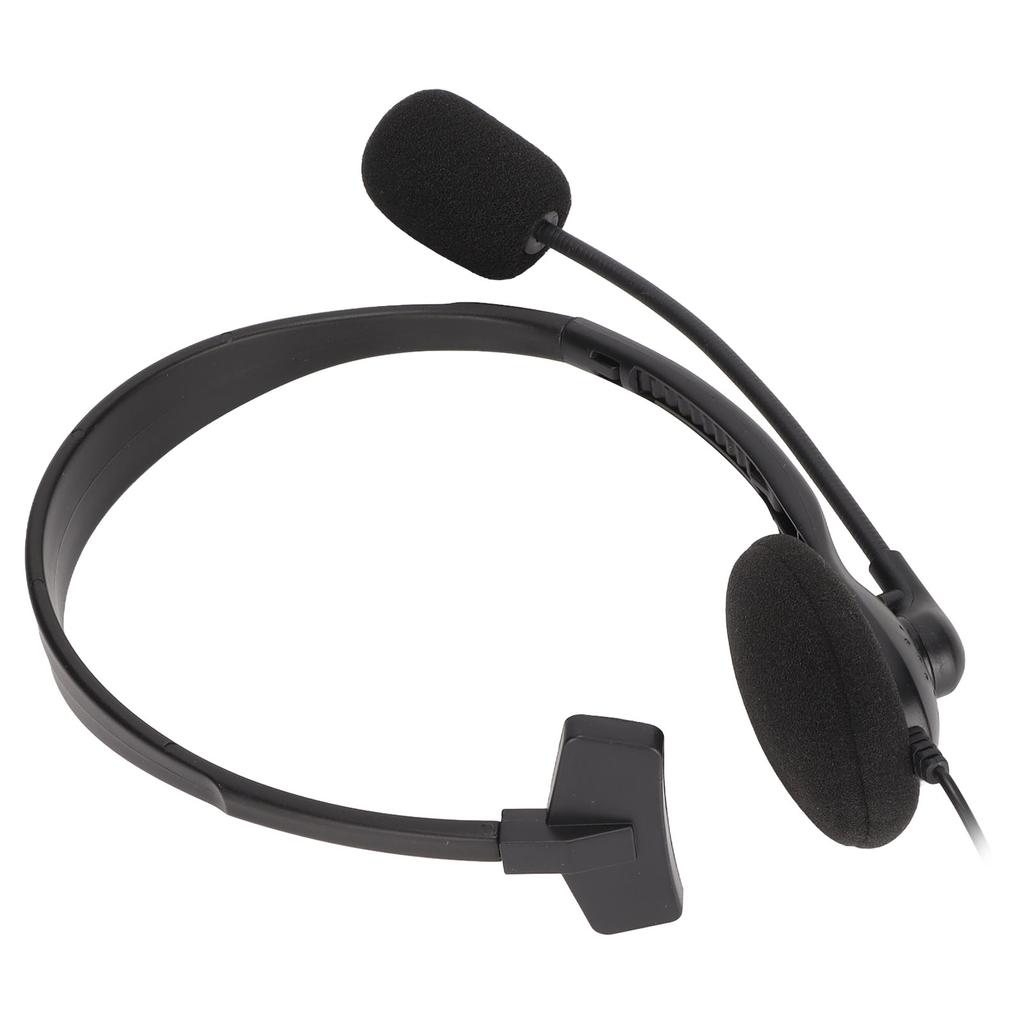S480 Telephone Headset 3.5mm Plug Noise Reduction Adjustable Single Ear Customer Service Headset for Computers Black