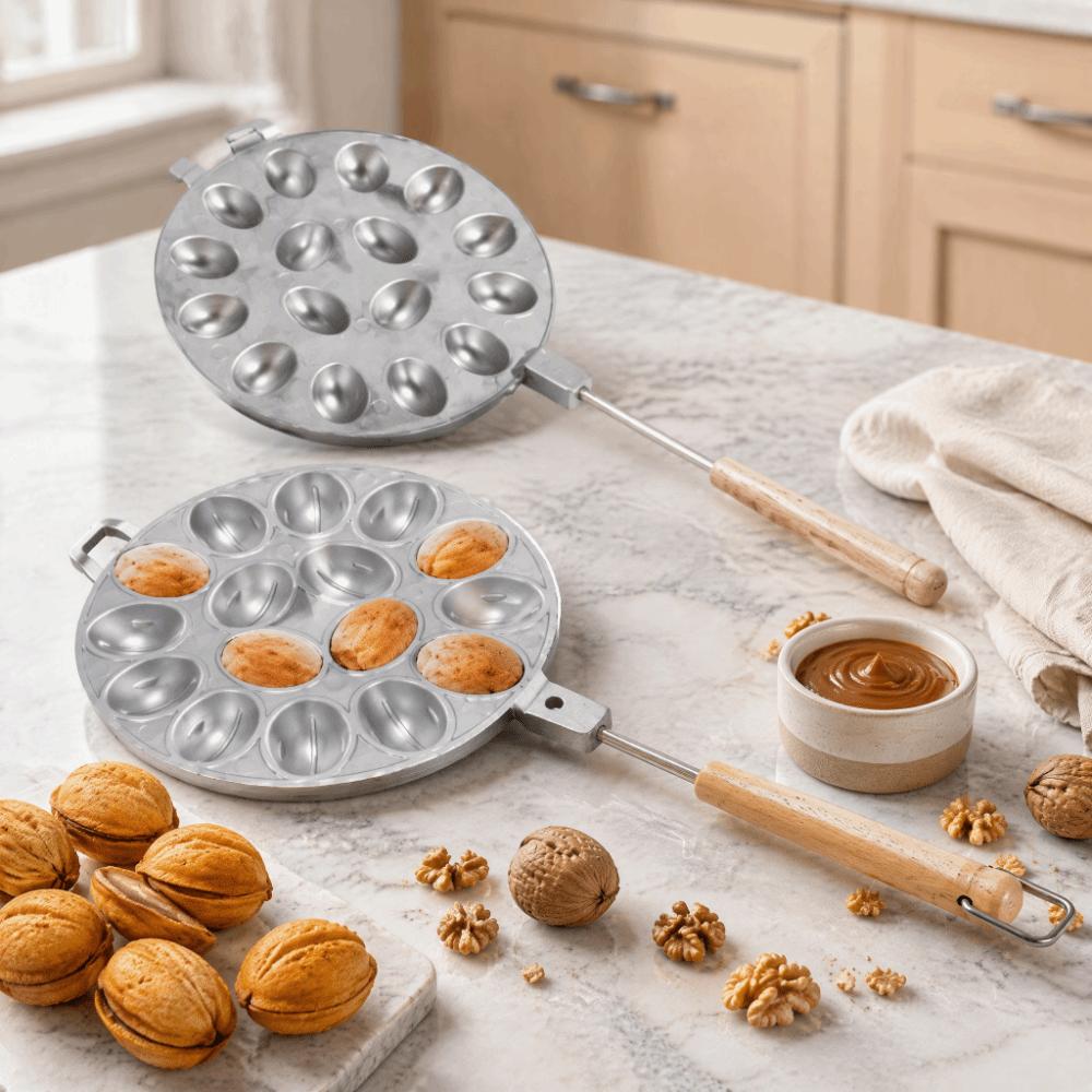 Wood Handle Walnut Cookie Maker Non Stick Walnut Baking Tool Nut Cookies Maker Holiday Cooking
