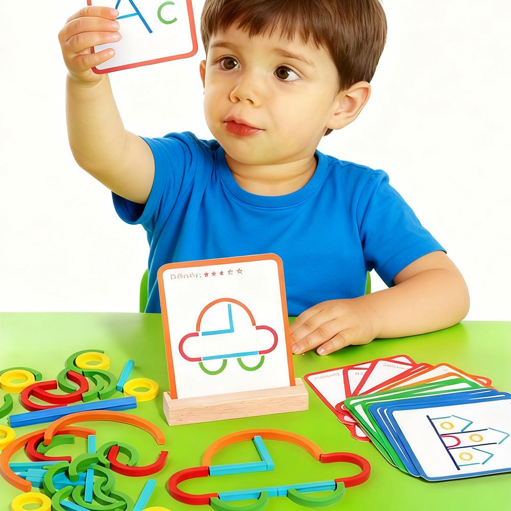 Creative Wooden Sticks and Rings Puzzle Intelligence Game Montessori Early Childhood Educational Toys For Children