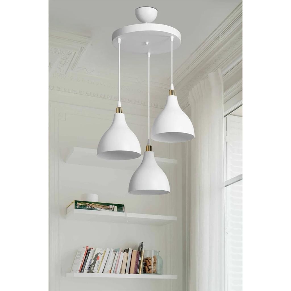 Weißer Pendelleuchter für Schlafzimmer, Wohnzimmer, Küche, Flur, Lampe