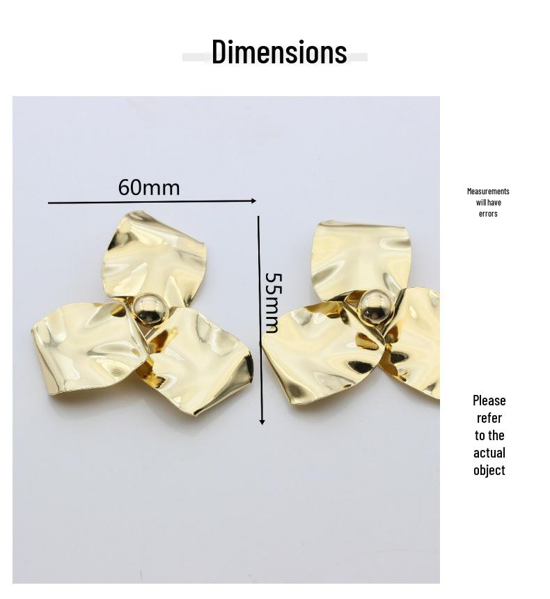 Blütenblatt-Textur Blumen S925 Silbernadel Hängeohrringe, Echtgoldplattiert, Übertriebenes Design, Grenzüberschreitender Luxus.
