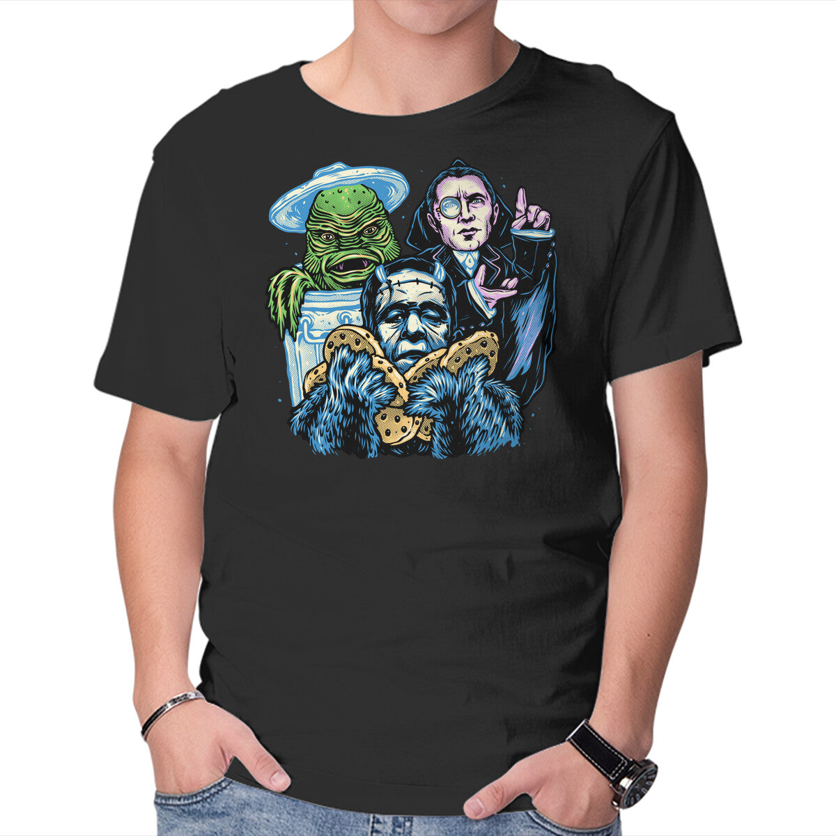 Unisex Crew Neck T-Shirt Welcome To The Monster Street Graphic Short Sleeve Casual Tee S