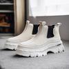 Bottes Chelsea Classiques pour Homme Automne Hiver Semelle Épaisse Bottes Blanches Homme Style Coréen Hautes Tendance Décontractées Bottines pour Homme