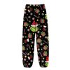 Women's Christmas  Print Trousers With Drawstring Cuffs Casual Pants And Pajamas