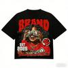 Fashionable American Unisexs summer wealth figure letter print micro elastic breathable round neck Tshirt outdoor street style to