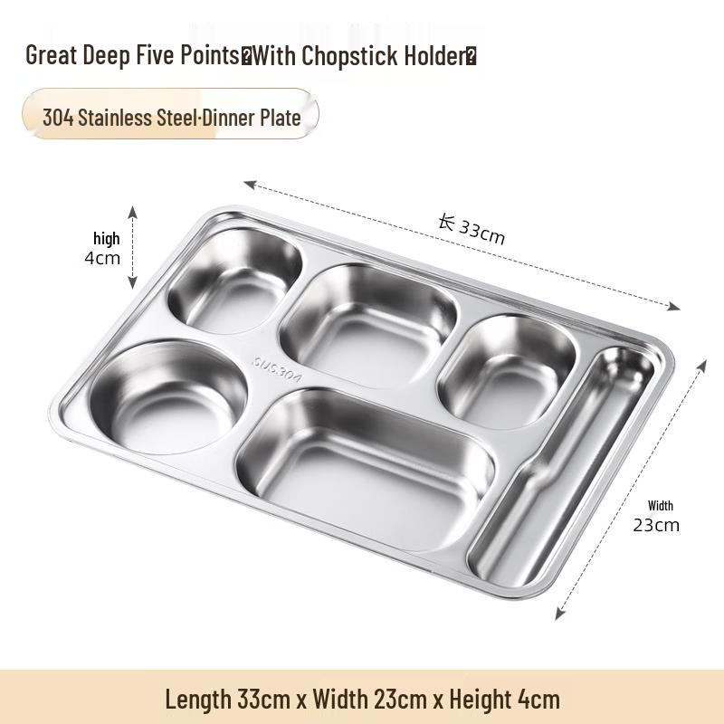 Yuedisi 304 Stainless Steel Divided Meal Tray