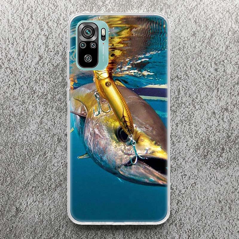 Carp Fish Fishing Rod Hook Print Soft Case for Xiaomi Redmi Note 14 13 12S 11S Phone Shell 10 Pro Plus 11E 11T 12 11 10S 5G Cove