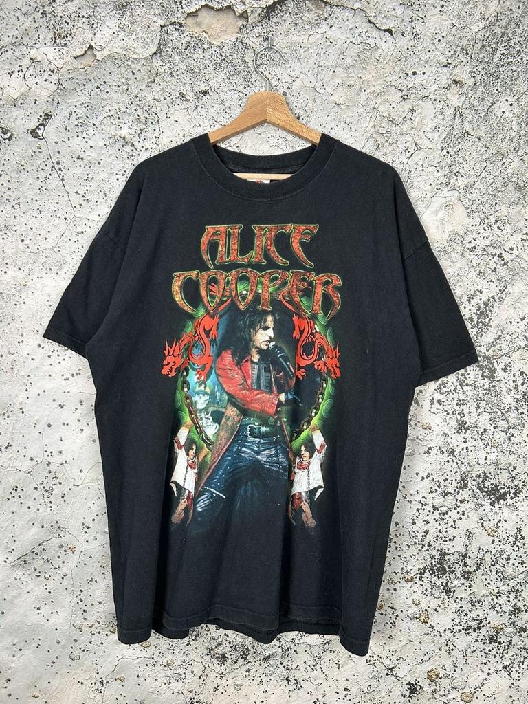 Alice Cooper 2002 Tour Rock Band Maglietta Unisex Nera a Maniche Corte KH13860
