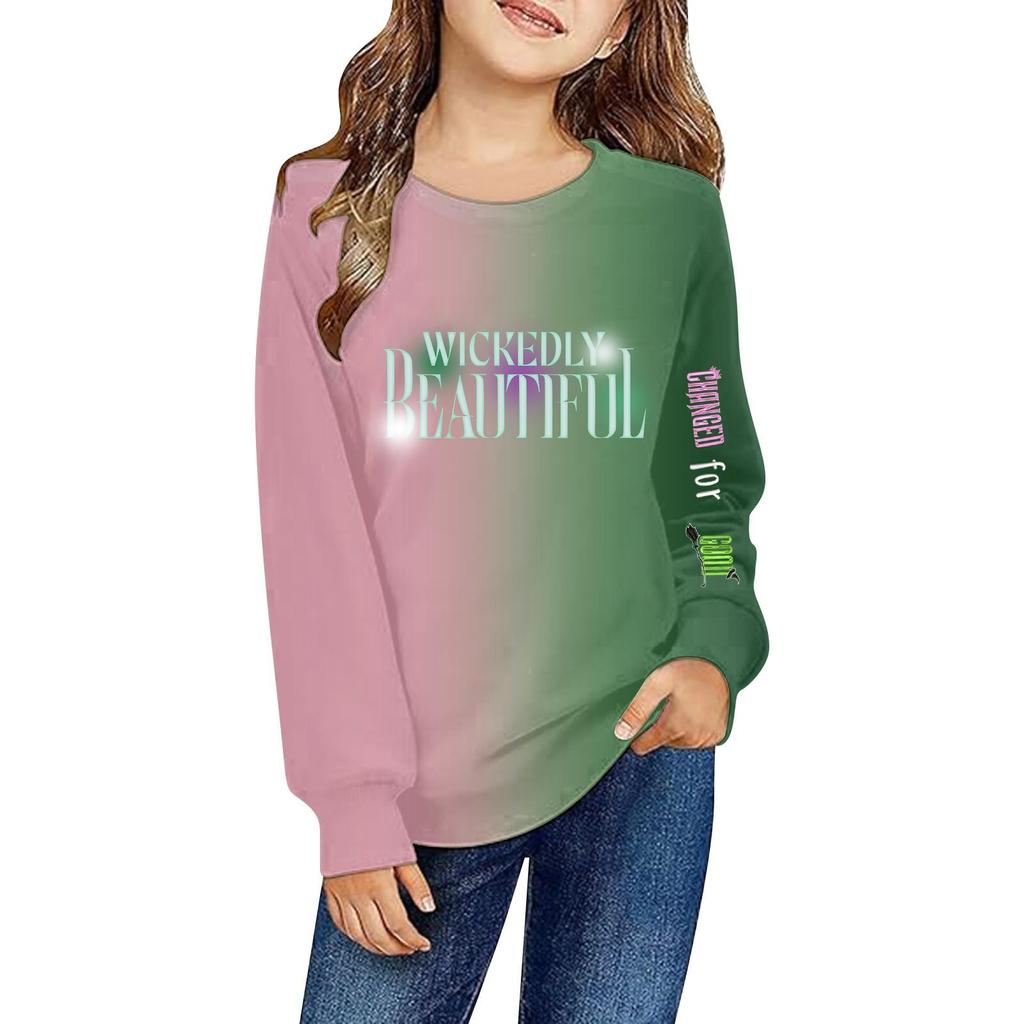 Kids Seven Sleeve Round Neck Christmas Printed Casual Top