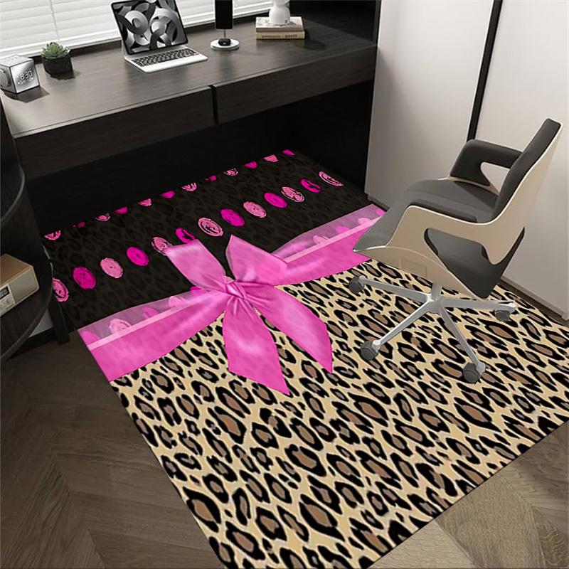 1PC Leopard print Pink dots Non-Slip Floor carpet, suitable for Office, bedroomand playrooms. It can also be used as a sofa footrest cover-T46 60cm by 90cm