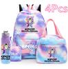 4Pcs/set Demon Hunters Printed Backpack Handbag Pencil Case 750Ml Water Bottler for Teenager Boy Girl Large Capacity Waterproof Schoolbag