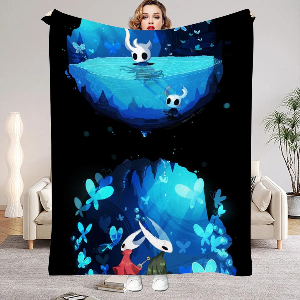 Hollow Knight Blanket Cartoon Game Printed Flannel Blanket for Home Living Room Bedroom Decor New Year Christmas Gift for Fans