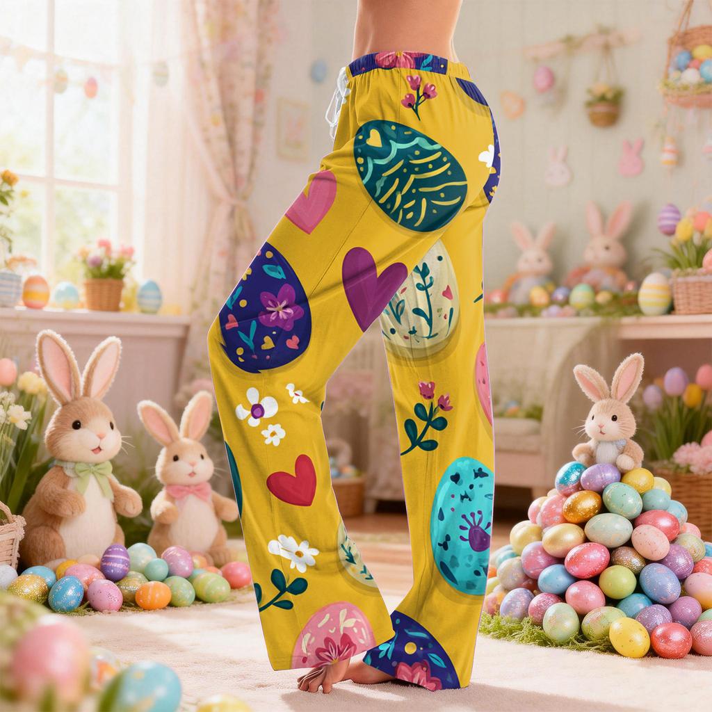 Women's Casual Fashion Easter Print Loose-fitting Pajama Pants