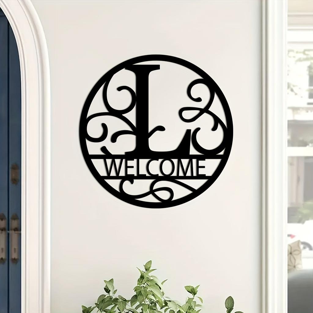 1pc Metal Letter Sign, Surname Family Name Plate for Outdoor Wall, Housewarming Halloween Christmas New Year Gift
