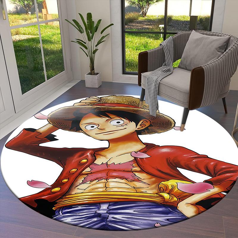 One Piece Monkey D Luffy Round Area Rug Carpet Rug For Living Room Bedroom Sofa Playroom Decor Nonslip Floor Mat