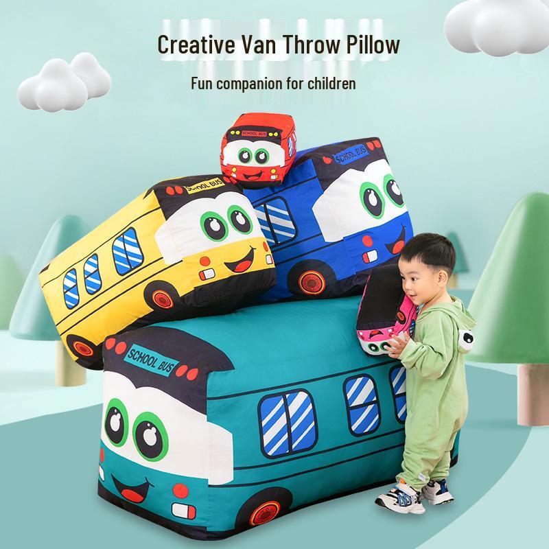 Creative Plush Cartoon Van Toy for Baby Boys and Kindergartens