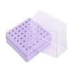 49 Holes Nail Drill Bits Holder Nail Polish Head Storage Box with Clear Dust Lid for Salon Home Purple