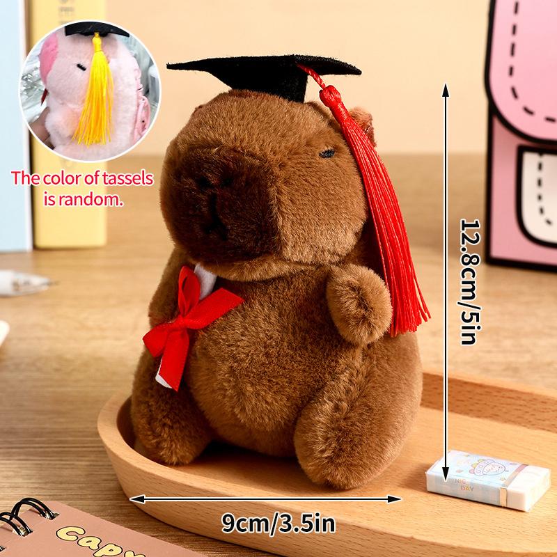 Pluche Capybara Sleutelhanger Grappig Knuffeldier Capybara Poppetje Hanger Kawaii Rugzak Decoratie Ornament Afstuderen Verjaardagscadeau 8-13 cm wit