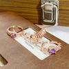Rose Gold Purple Full Diamond Zircon Geometric Opening Ring Personality Light Luxury High Sense Retro Exquisite Ring Woman