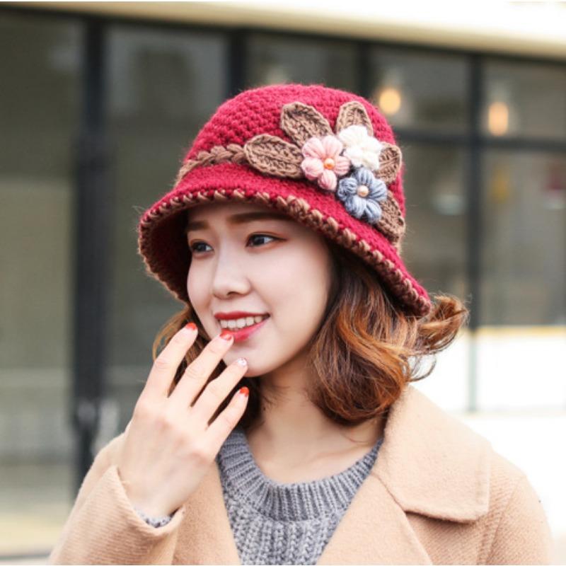 

Осенние и зимние шапки Шерстяные шапки Женские вязаные шапки Теплые защитные уши Ветрозащитная мягкая модная универсальная шапка one size бордовый