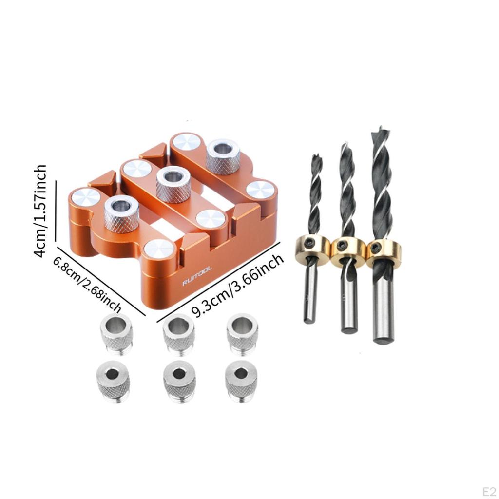 Self Centering Dowel Jig Drill Joinery Kit DIY Furniture Aluminium Alloy Punch 6/8/10mm Bits