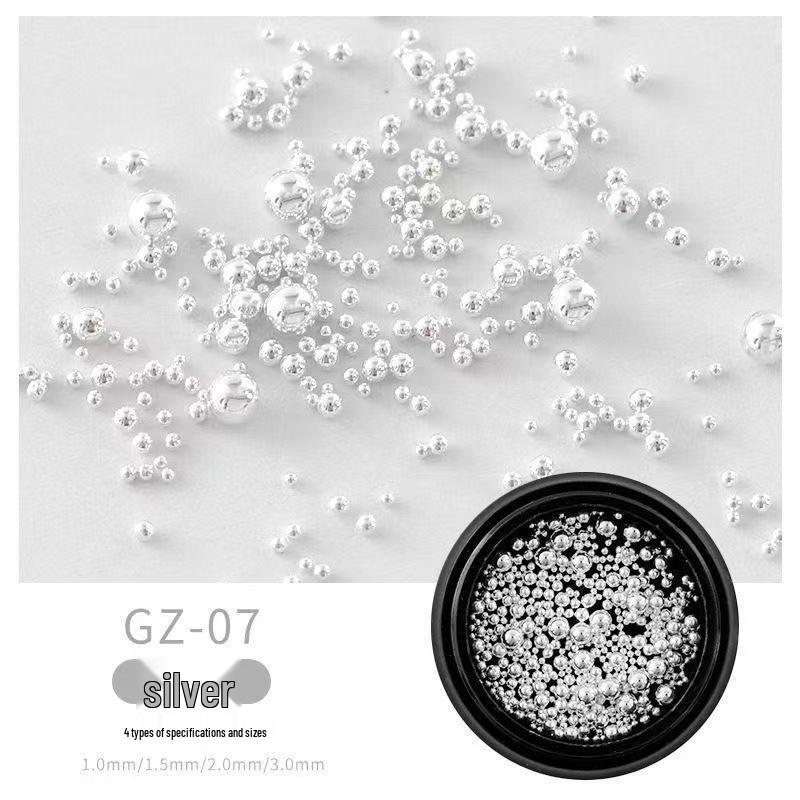 Metallic Gold & Silver Nail Art Beads - 6-Grid Pack for Versatile Nail Decoration