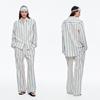 Pure cotton pajamas women's contrasting colors 100% cotton long-sleeved shirt set women's light luxury fashion design sense loose loungewear women