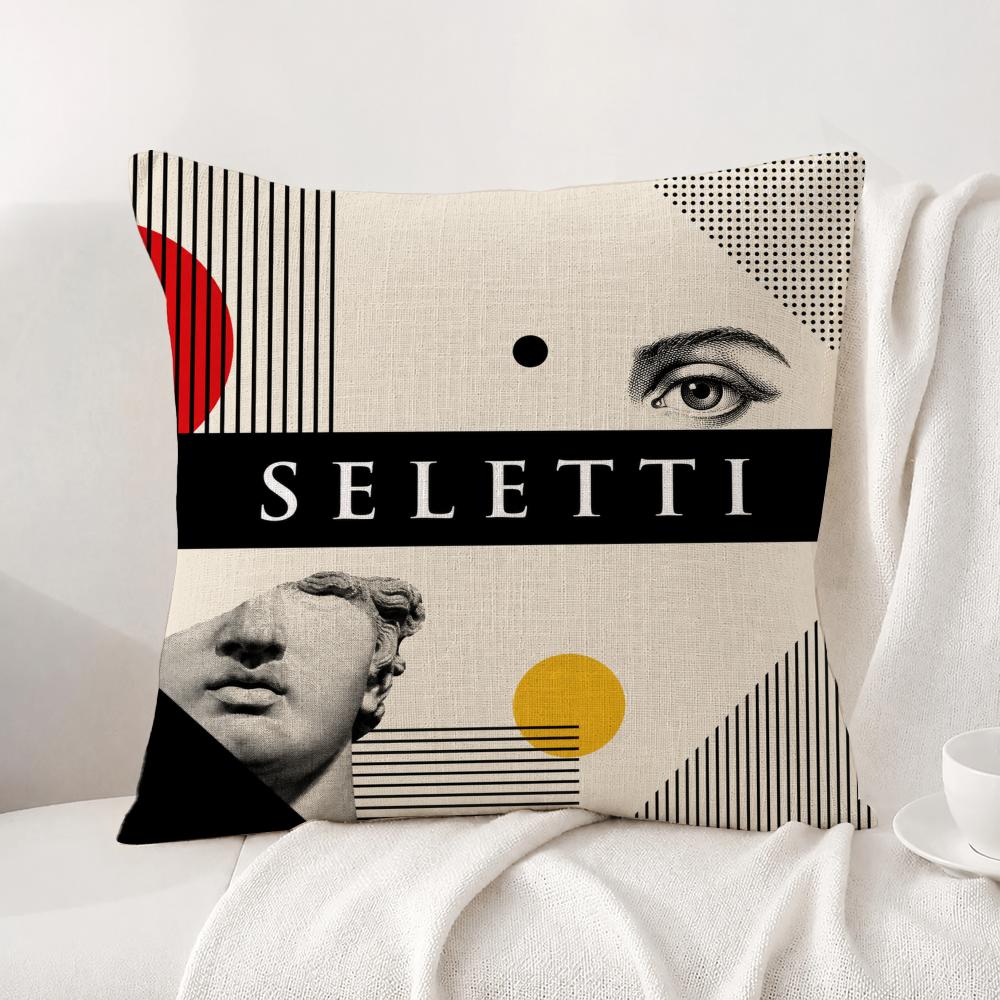 Brand Seletti Cushion Cover Natural Linen Pillowcase Set AllinOne Decor Cushion Cover for Sofa Bedroom Chair
