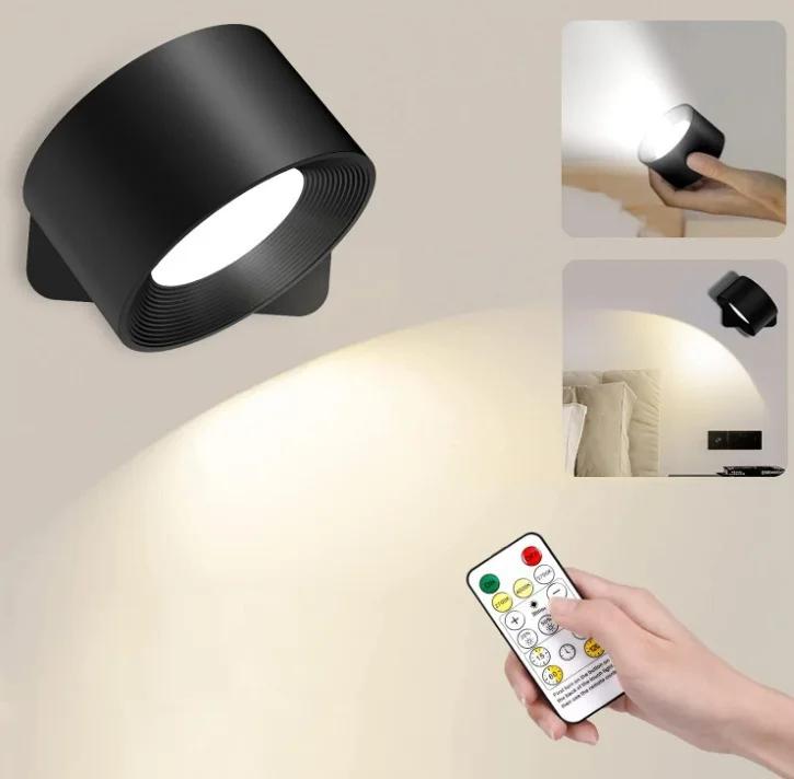 1/2PCS Magnetic Portable Wall LampTouch Remote Adjust USB Rechargeable Bedside No-wiring Cabinet Bedroom LED Reading Night Lamp