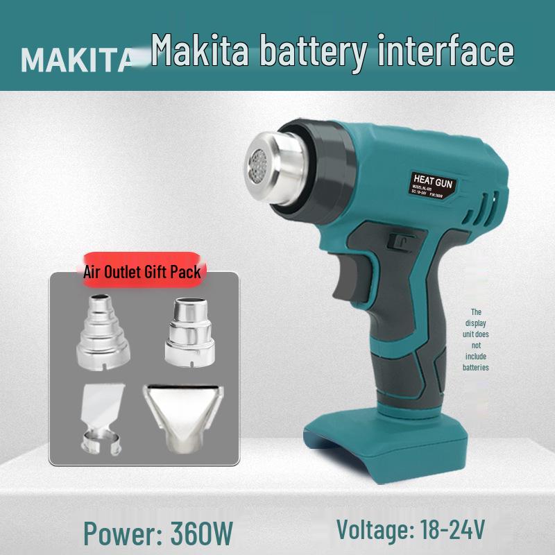 Cordless Lithium Battery Hot Air Gun for Heat Shrink Film, Car Stickers, Grout Sealing - Compatible with Makita, Milwaukee, DeWalt.