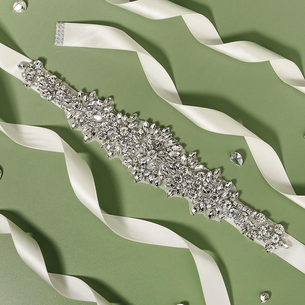 Elegant Rhinestone Flower Bridal Waistband for Wedding Dress or Evening Gown