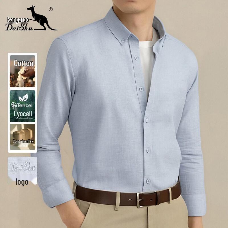 DAISHU Men s Tencel-Linen Blend Long Sleeve Shirt XXL
