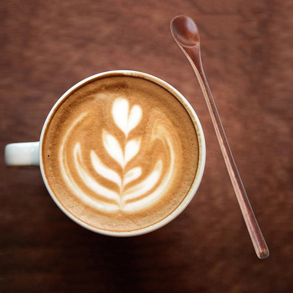 Přírodní dřevěná lžíce Káva Čaj Vaření Jídelní náčiní Retro Dlouhá rukojeť Příbory