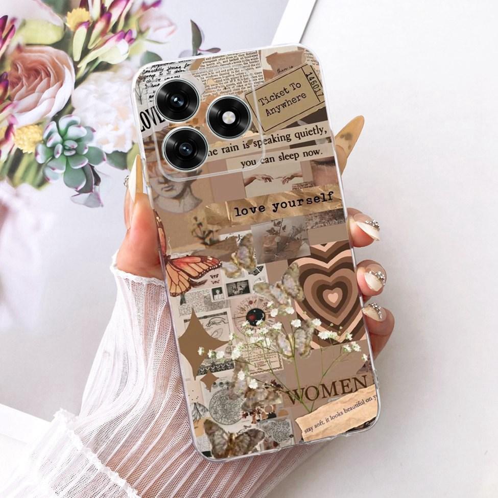 Etui na Honor X5C Plus Pokrowiec Przezroczysty Luksusowy Uroczy Kot Moda Motyl Fajny Malowany Obudowa Na Honor X5cPlus